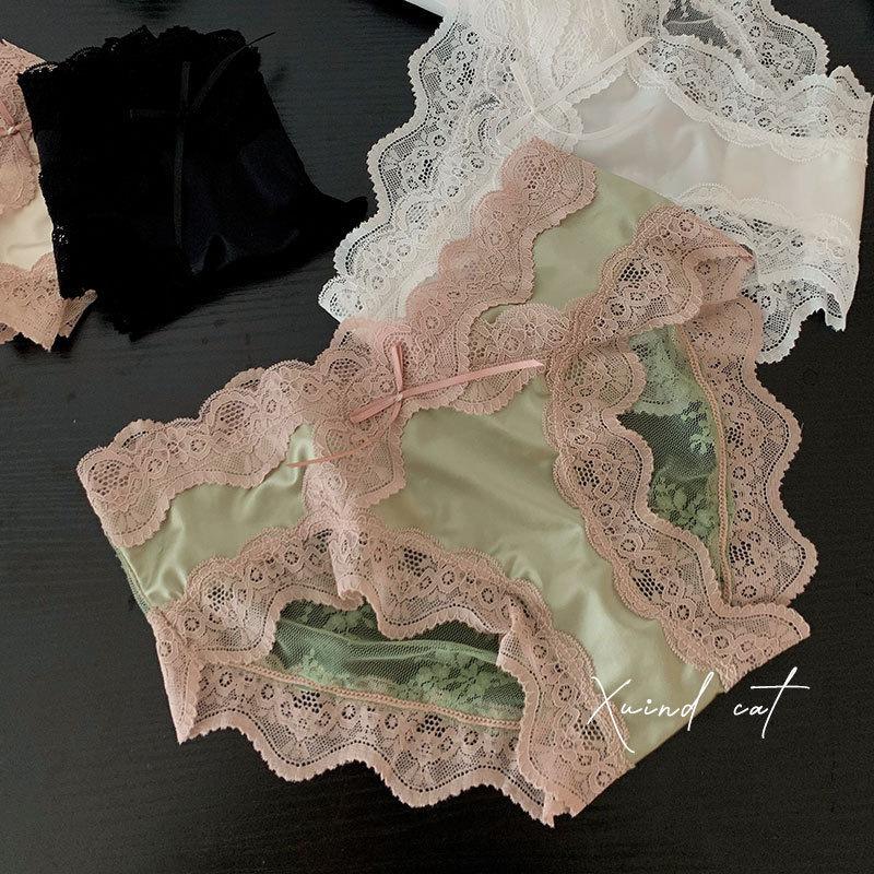 Female Spring and Summer Sexy Lace Light Luxury Pure Ice Screen Yarn Low Waist Triangle Briefs