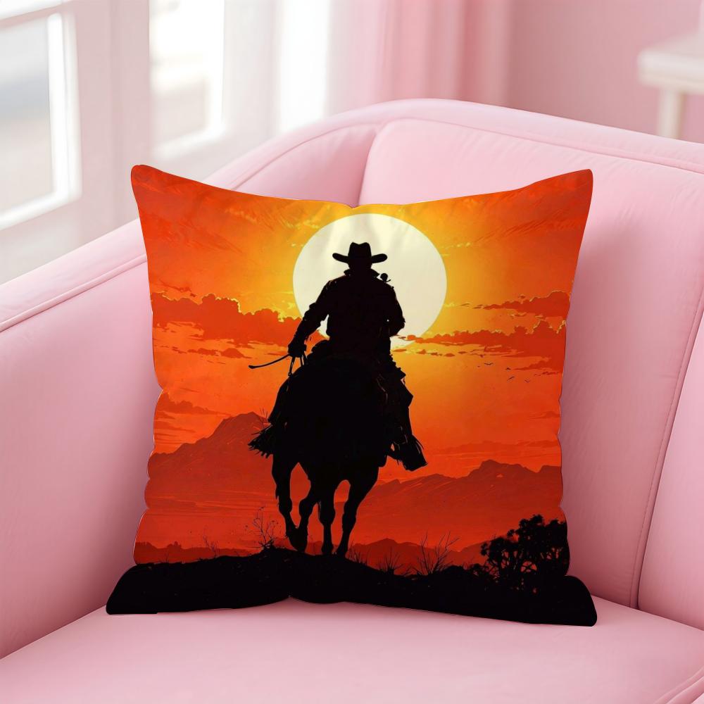 Dynamic Bold Cool Rider Horse Painting Cushion Cover Linen Pillowcase Cover Soft Decor for Sofa Home Room