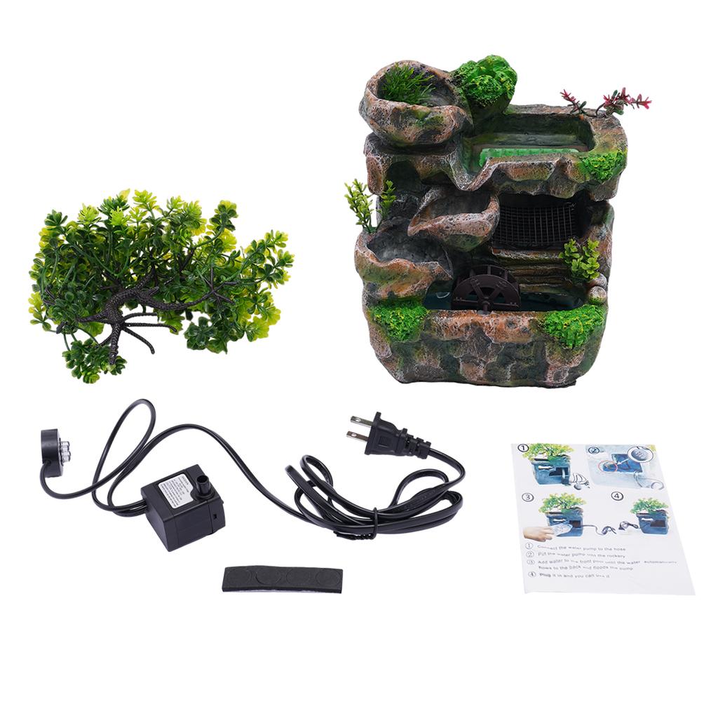 Mini Skalková fontána Vodopád Feng Shui Stolní Voda Kámen Vnitřní Stolní Dekorace Kámen Vodopád Zenová Dekorace s LED Světlem