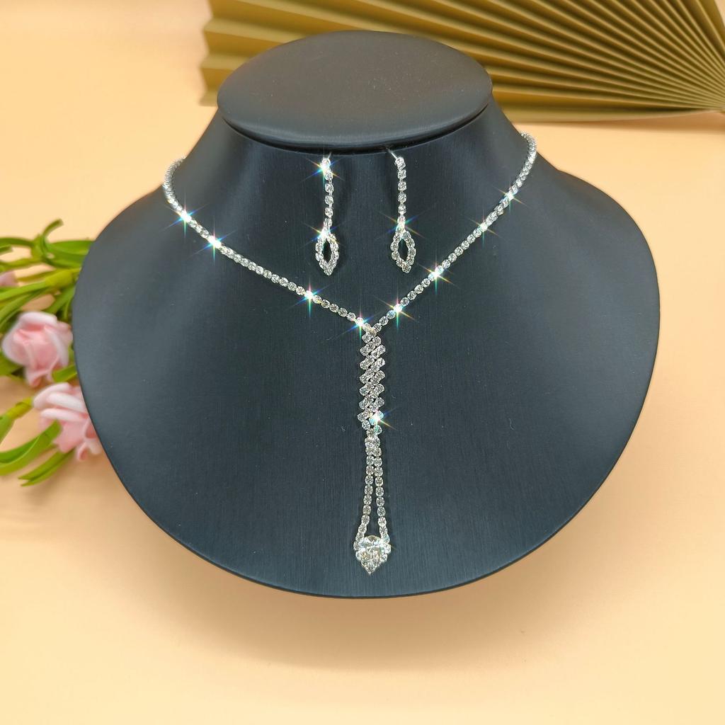 Simple Jewelry Bridal Necklace Earrings Stud Earrings Set, Versatile Temperament Two-Piece Set