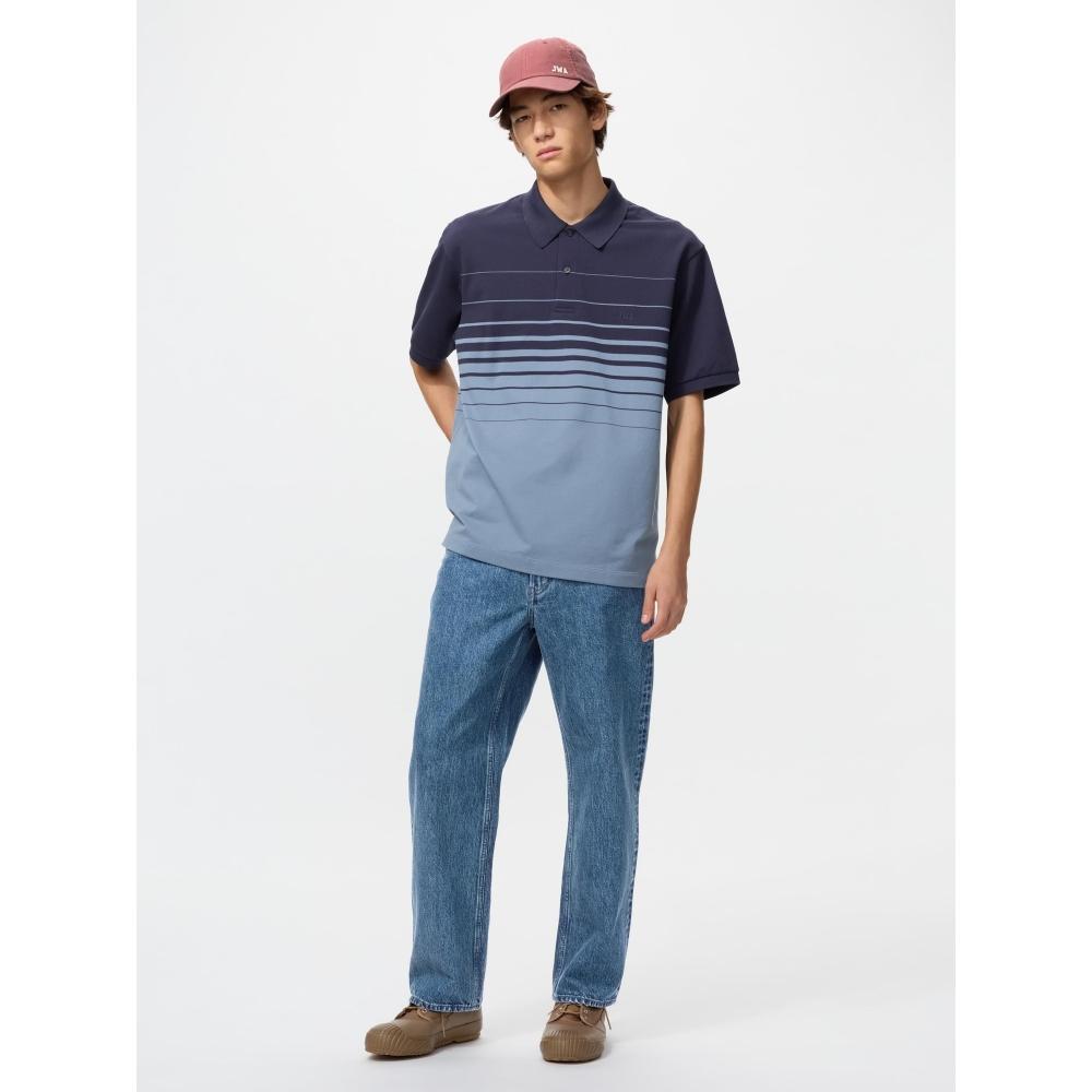 Uniqlo Japan Dry Kanoko Border Polo Shirt