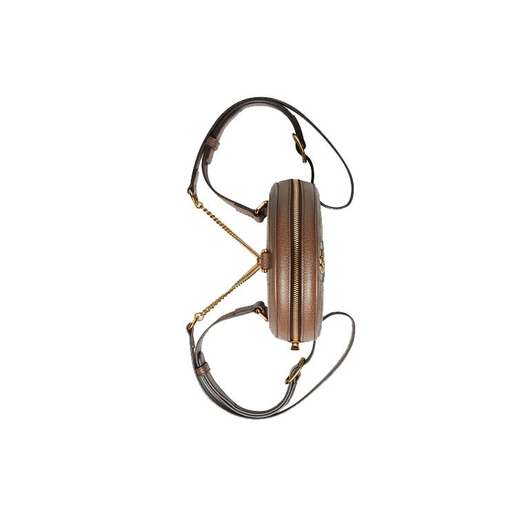 Gucci Ophidia GG Supreme Runder Rucksack, Canvas Braun Lederbesatz Webstreifen, Damen Umhängetasche für Tägliches Einkaufen Reisen 598661-96IWG-8745