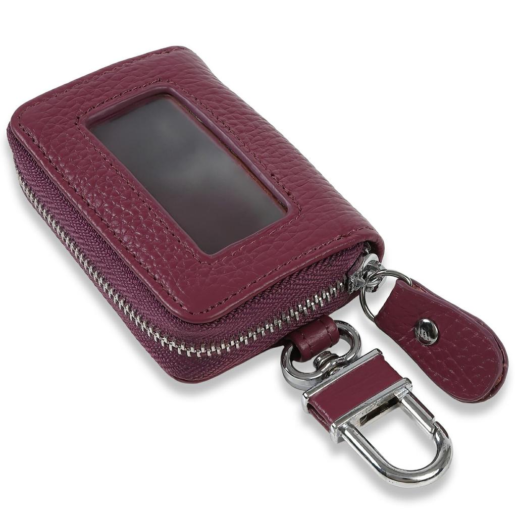Negs-S Smart Key Case with Window, Anti-Slip Cushion, Key Case, Smart Key Compatible, Car, Leather, Purple