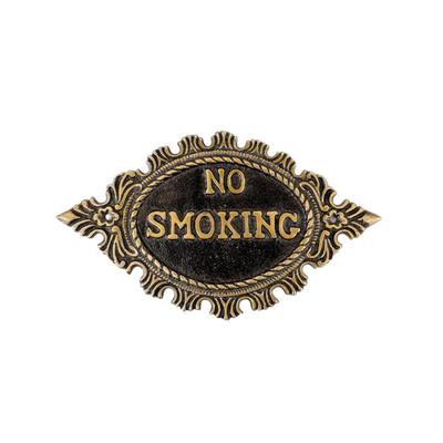 Placa de sinalização de proibição de fumar feita à mão Placa de advertência de metal elegante para uso doméstico, comercial ou empresarial Sinalização decorativa elegante Gravação transparente