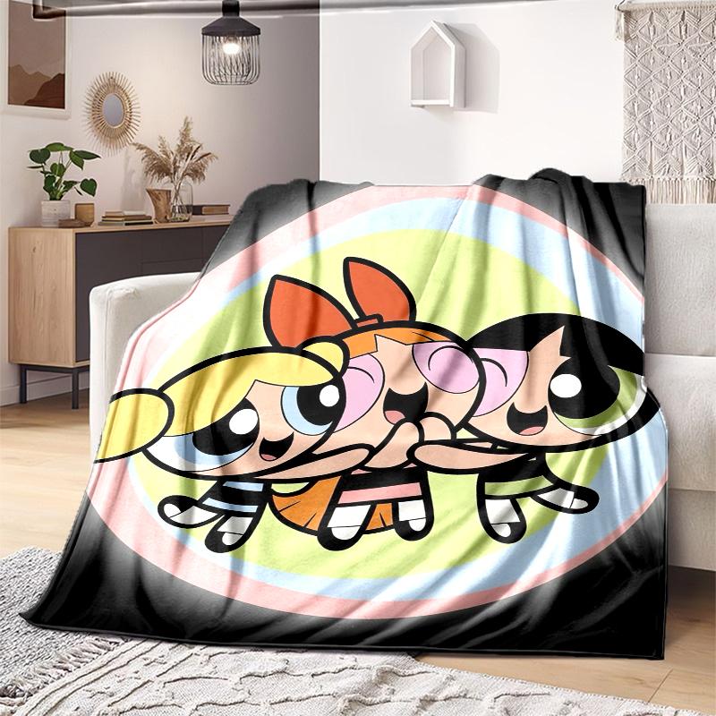 1PC The Powerpuff Girls printed blanket, all season lightweight home office outdoor nap multifunctional blanket A9