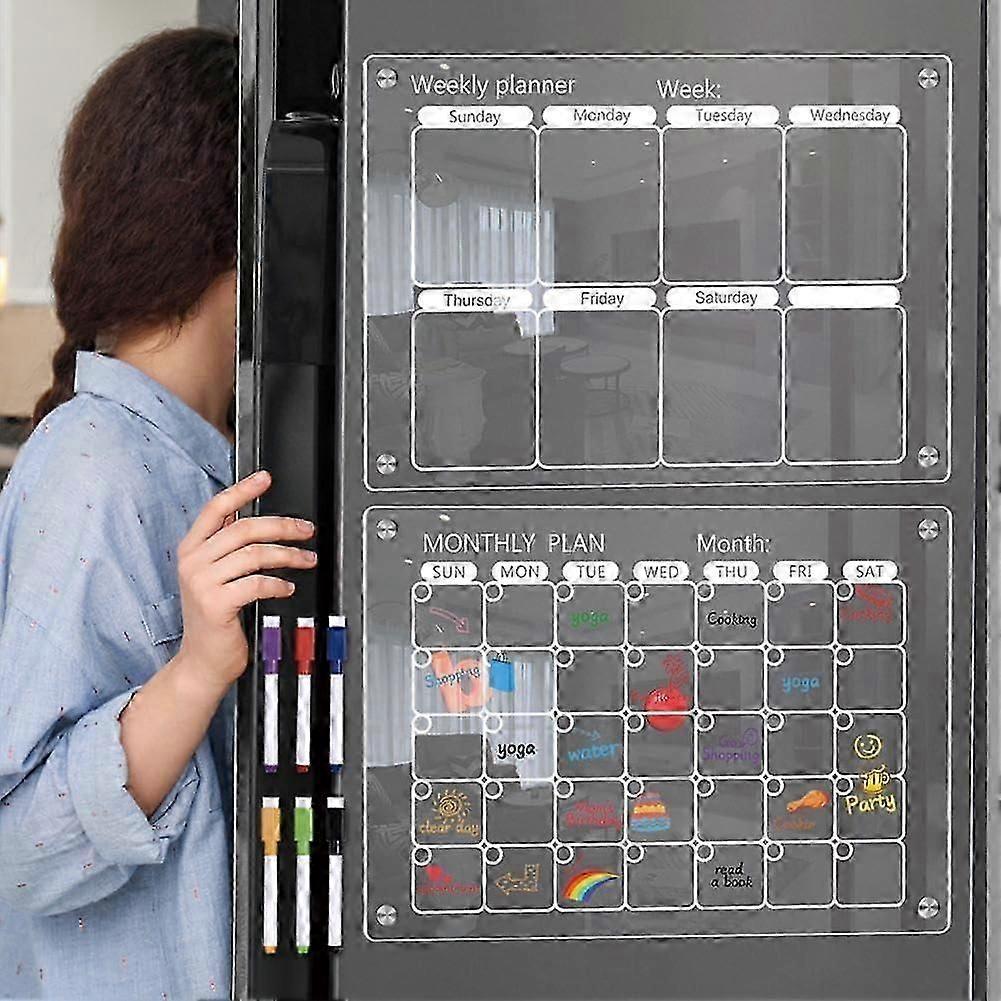 Khlschrank Magnetkalender Wochenplan Notizblock Whiteboard A1c9 Mit Lsbaren Stiftaufklebern 60 X 40 Cm WSLIHV
