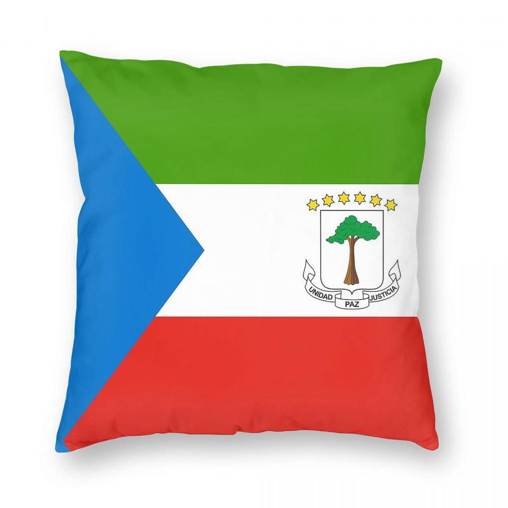 Flag Of Equatorial Guinea Square Pillowcase Polyester Linen Velvet Creative Decorative Throw Pillow Case Car Cushion Cover 45X45