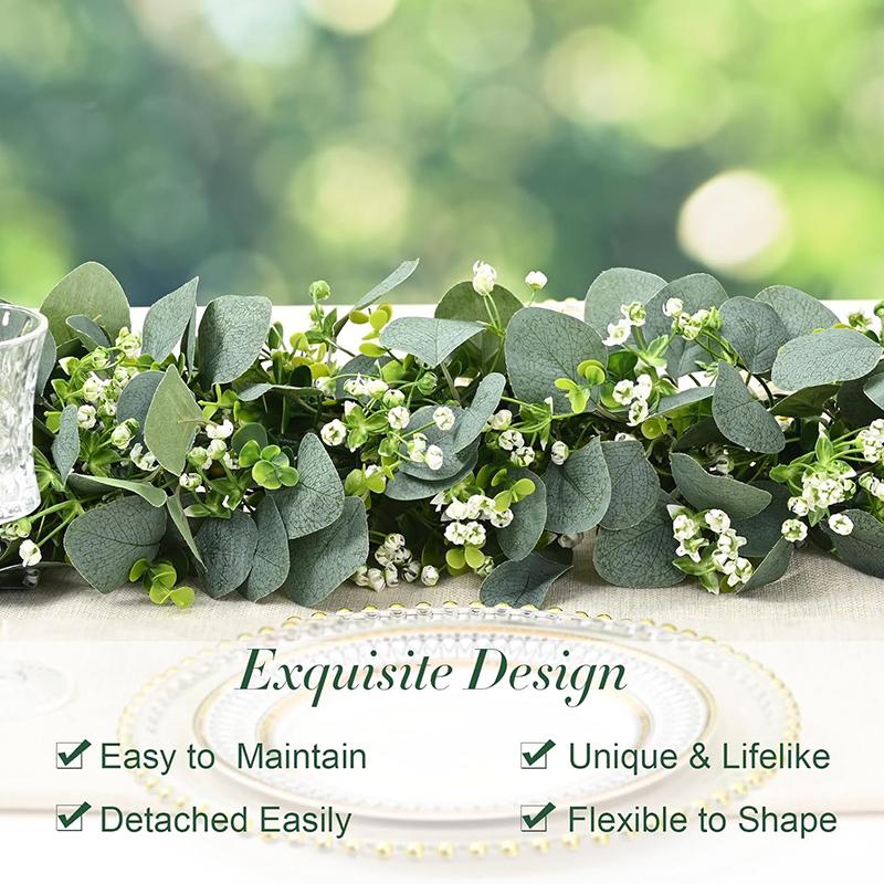 220Cm Artificial Garland Eucalyptus Hanging Plants Leaves Home Decor Fake Plants Vine Berries Garland Flower Wedding Party Decor