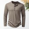 Men Autumn Winter O Neck Buttons Neckline T Shirt Long Sleeve Solid Color Slim Fit Bottoming Tee Shirt Streetwear