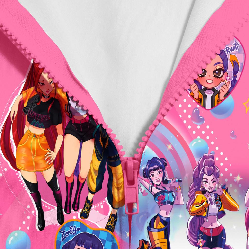 Girls Hoodie 3D Cartoon Jacket Sweatshirt Music Zip Hooded Long Sleeve Tops