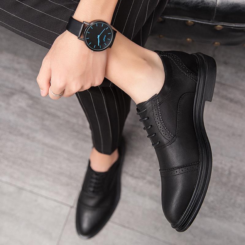 Men’s Brogues Dress Formal Leather Business Derby Shoes Wingtip Tuxedo Wedding Blazers Saddle Shoes Large Size