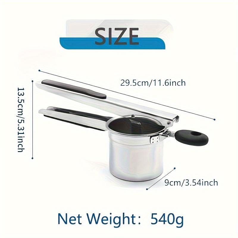 Stainless steel potato masher with silicone handle, potato press, potato purer, with interchangeable mesh