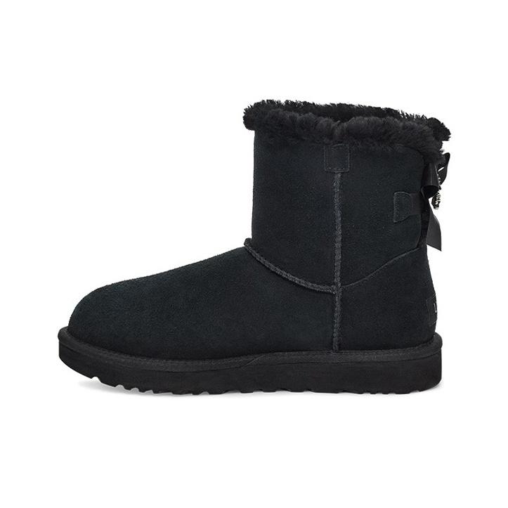 UGG Bailey Mini Bailey Kastanie Warm Plüsch Kurze Schneestiefel Damen Schneestiefel Schwarz 1119512-BLK