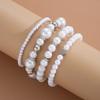 4Pcs/Set Imitation Pearl Heart Beads Bracelets Set for Women Simple Silver White Color Versatile Bracelets Fashion Party Jewelry