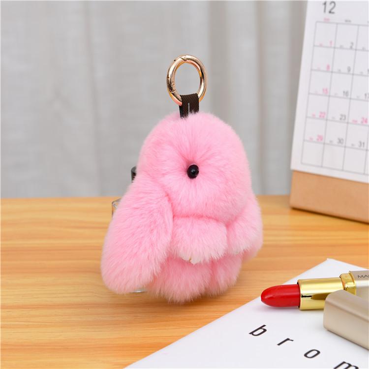 10CM Mini Fluffy Real Fur Pompon Bunny Women Girls Cute Plush Rabbit On Bag Jewelry Wedding Party Toy Kid Gift Bag Charm