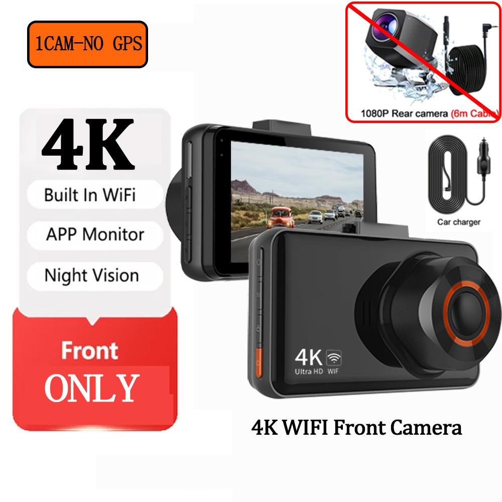 4K Dash Camera for Car GPS Dual Lens Front and Rear view Camera Auto Car Dvr Built-in WIFI dashcam Night Vision Parking Monitor