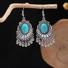 Bohemian Tassel Turquoise Earrings: Retro Ethnic Style Dangle Jewelry