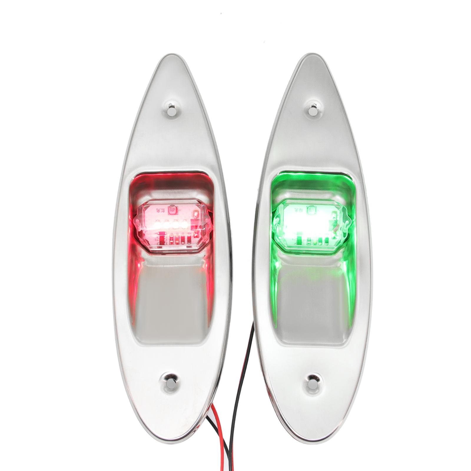 

2Pcs 12V Universal Marine Navigation Lights Boat LED Light Red Green Sailing Signal Light Stainless Steel Marine Side Light Lamp