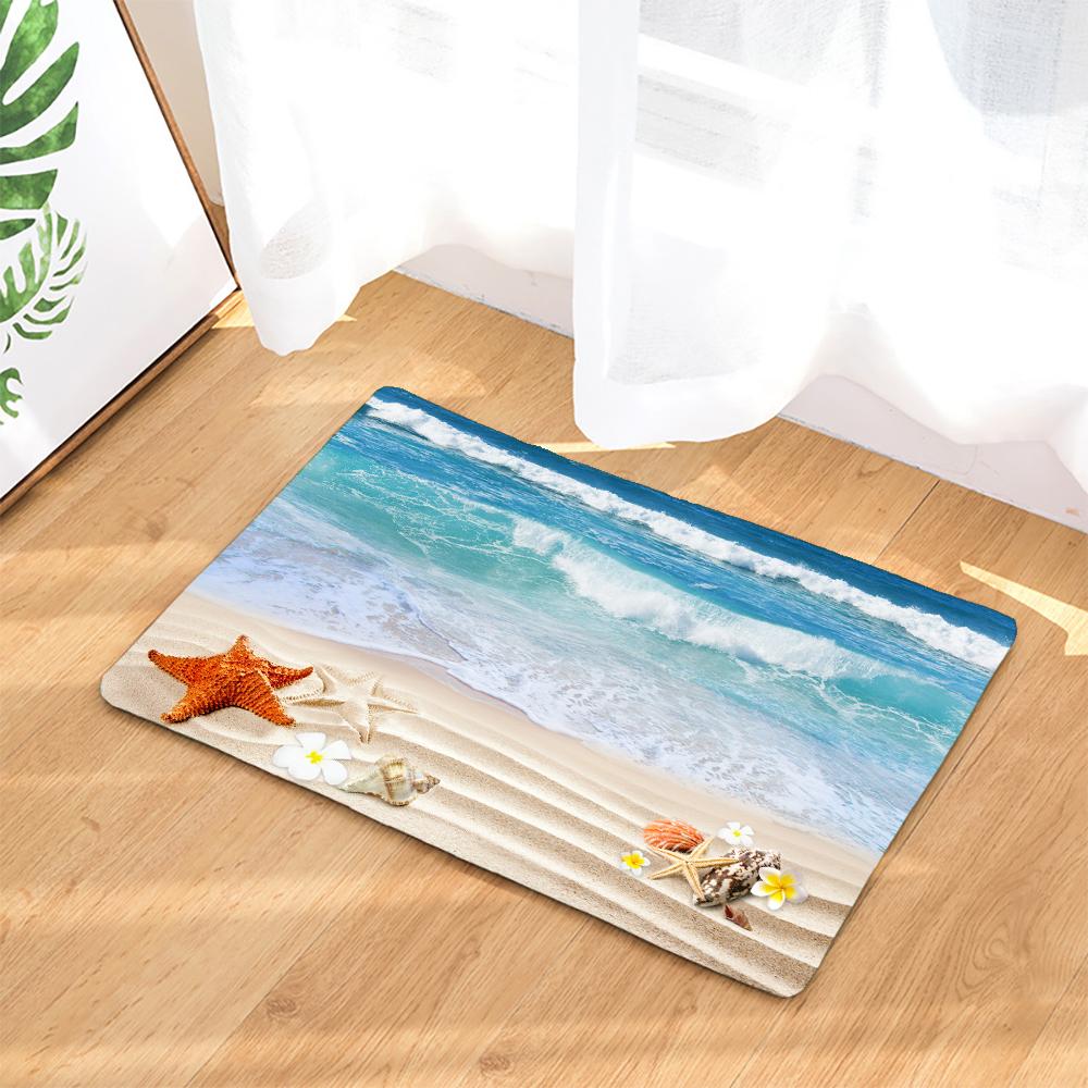 3D Printed Cartoon Ocean Dolphin Sea Beach Non-Slip Bath Mat 60*40Cm For Bathroom Carpet Rugs Flannel Kitchen Toilet Door Mat