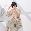 1011 new cotton silk nightdress women's spring thin high-end sweet wind printing knee-length skirt can be worn outside