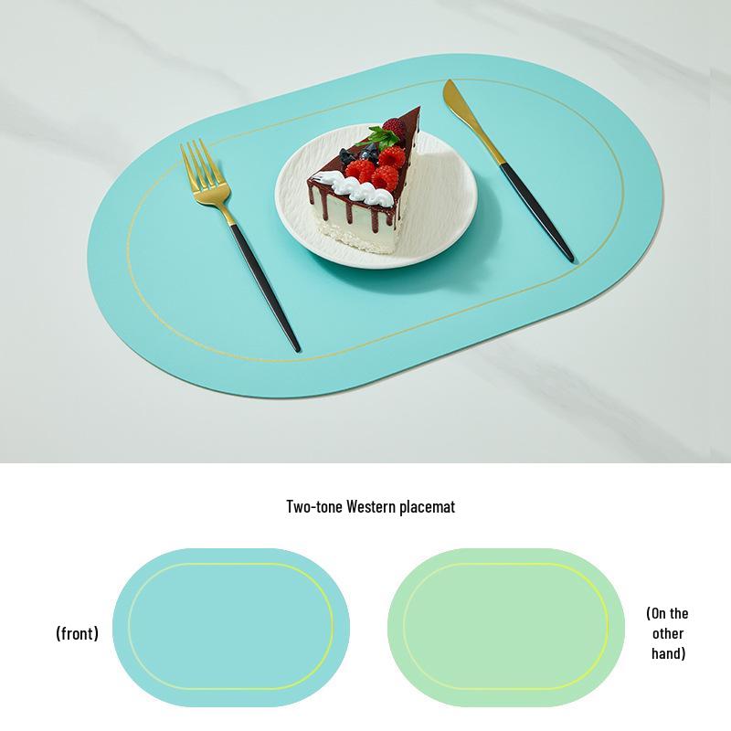 Waterproof Leather Oval Dining Table Placemat - Oil-Proof, Insulated Mat for Home & Hotel