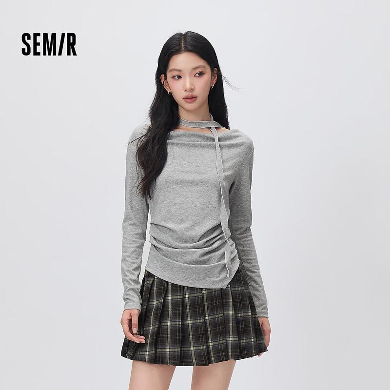 Semir Women s Autumn Slim-Fit Cowl Neck Long Sleeve T-shirt S