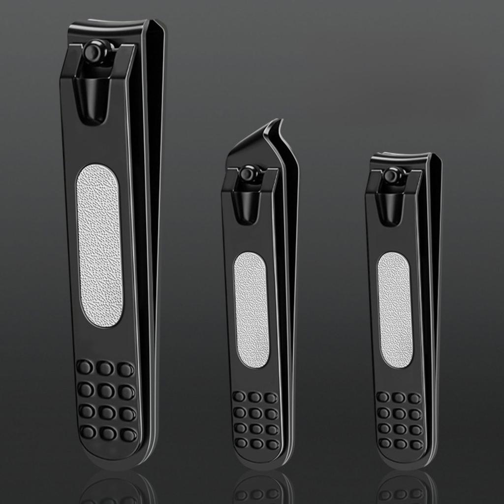 3Pcs Nail Clippers Simple Black Silver Non-Slip And Sharp Nail Clippers Labor-Saving Stainless Steel Nail Trimmer Manicure Tools