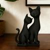 Dark Theme Black Cats Figurine Double Cats Snuggling Sculpture Perfect for Office and Cafe Desktop Shelf Decoration