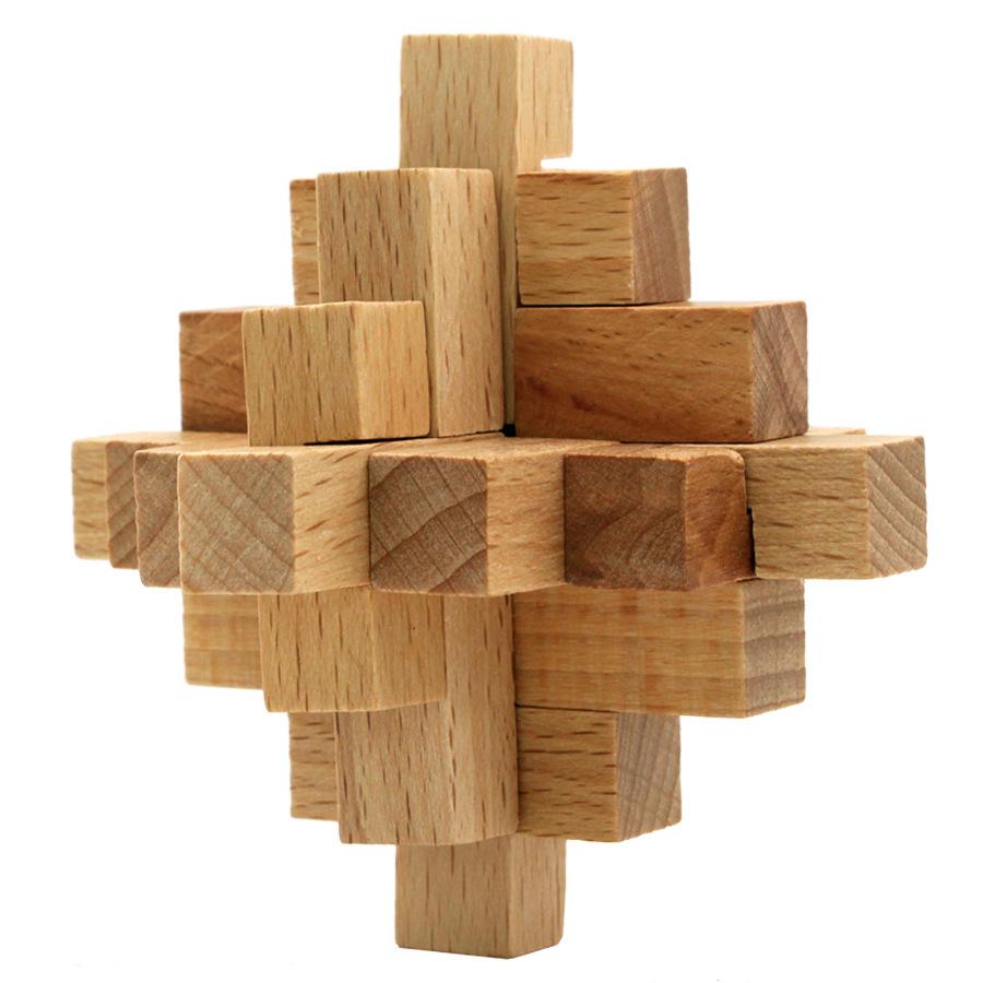 Beechwood Kongming Lock & Luban Puzzle Set for Kids - Wooden Mortise and Tenon Toy