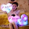 Luminous Pillow Heart Shape Cushion Colorful Glowing Pillow Plush Doll Led Light Toys Gift For Kids 