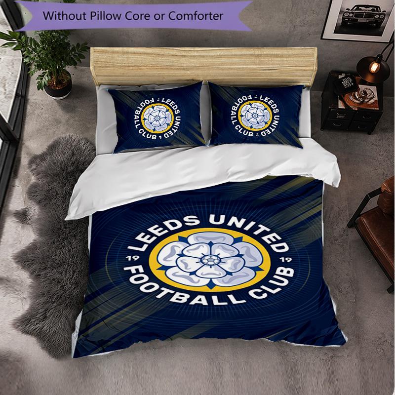 Biancheria da letto a tema Leeds United Set 3 Pezzi Copripiumino Biancheria da letto Decorativa Per Camera Adolescenti Decorazione Casa