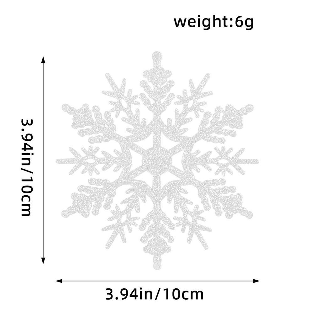 10CM Plastic Snowflake Christmas Tree Decorations - Hollow Powdered Snowflake Pendants