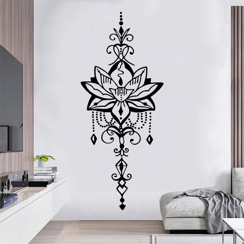 Große Mandala Lotus Pfeil Wandaufkleber Yoga Raum Wohnzimmer Schlafzimmer Namaste Vinyl Heimdekoration Sp-244
