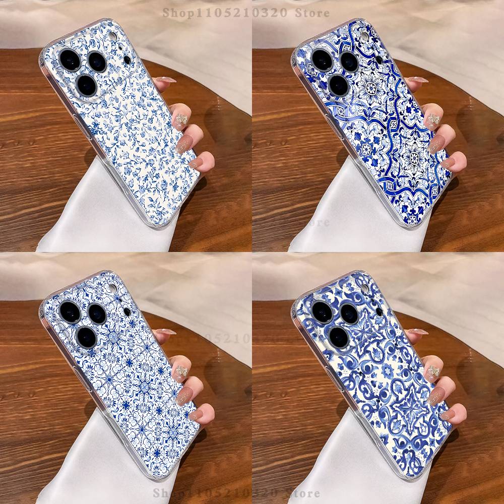blue and white china pattern Phone Case For iPhone 17,16,11,15,13,14,12,Air,Mini,Plus,Pro,Max,Plus,E Clear Soft Shell