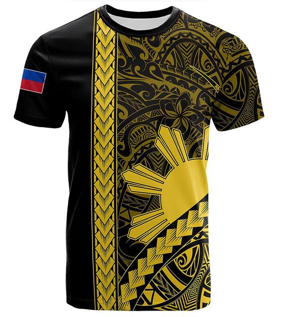 Nové 3D tričko s potiskem vlajky Filipín Erb Filipín Duchovní totem Grafická trička pro muže Vintage top