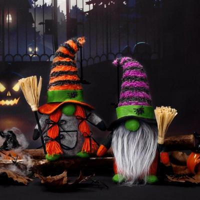 Halloweenska párty ozdoba metla Rudolph bábika bez tváre škriatok pavúk zelený duch vianočná bábika