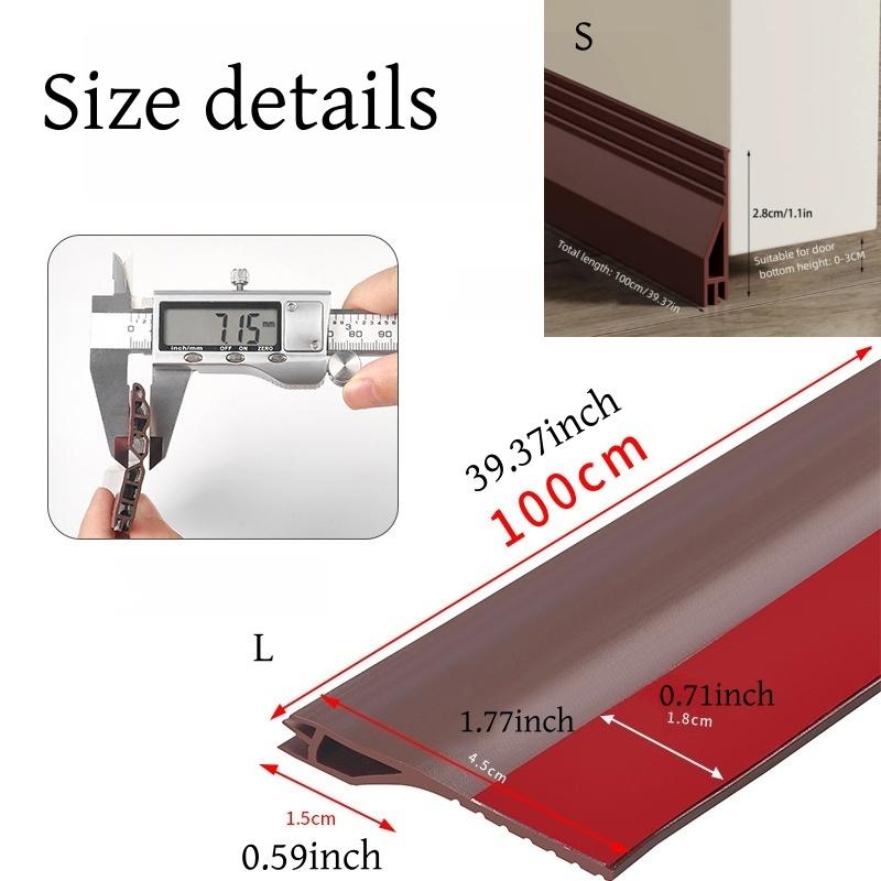 1PC 1m/39.37inch Door Bottom Seal Strip Flexible Windproof Insect-proof Noise Reduction Home Draft Stopper Tear-resistant Seal B