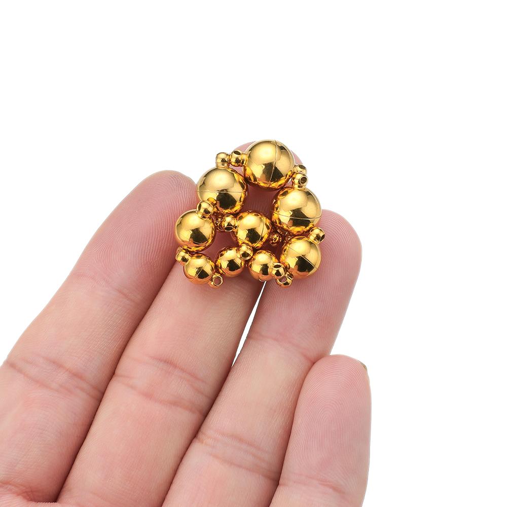 2sets No Fade PVD Gold Magnetic Stainless Steel Ball Beads Clasp Connectors DIY Bracelet Necklace Jewelry Making End Converter