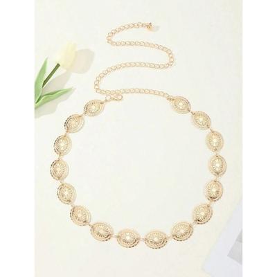 Boho European And American Fashion Metal Waist Chain With Daisy Petal Flower Design For Women's Dresses And Clothing