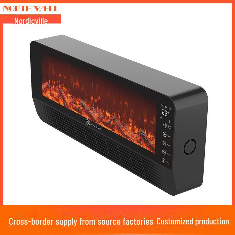 Chauffage de cheminée électrique mural avec flammes simulées pour bureau et petits espaces