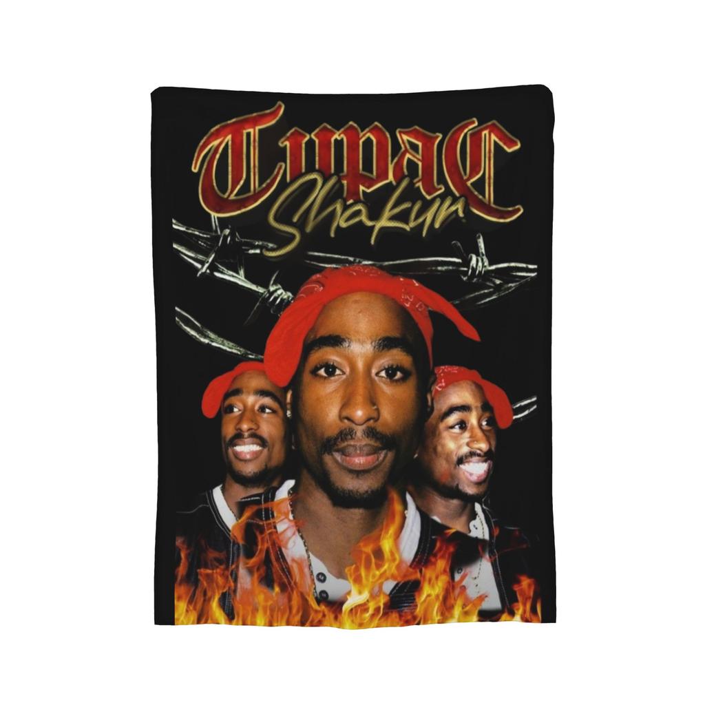 Rapper Tupac  Blanket Flannel 2pac Hip Hop Super Warm Throw Blanket for Outdoor Travel Bedroom Quilt