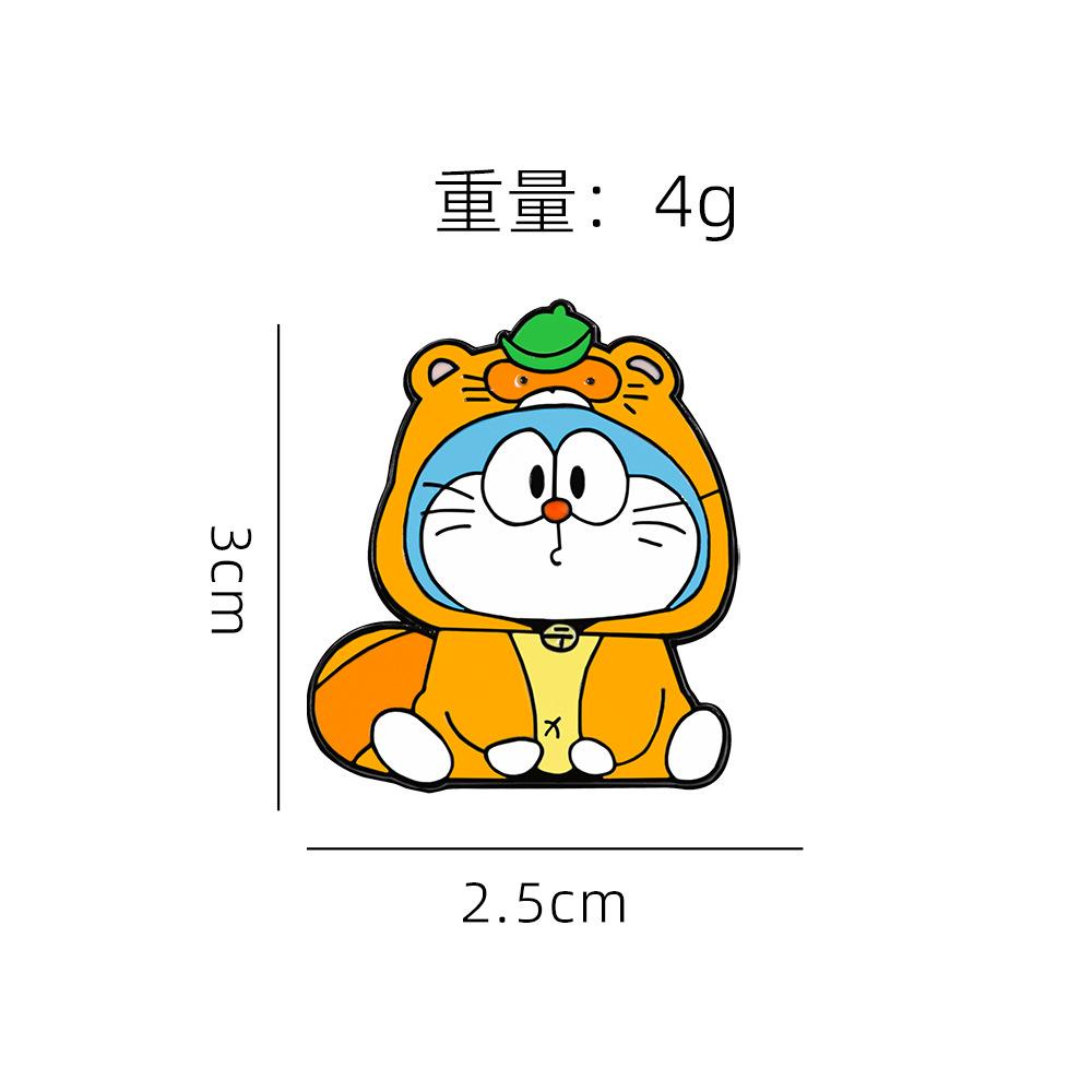 Metal Enamel Doraemon Brooch, Japanese Anime Cute Cartoon DINGDANG Cat Lapel Pin, Decorative Enamel Badge for Backpack Clothes Decoration
