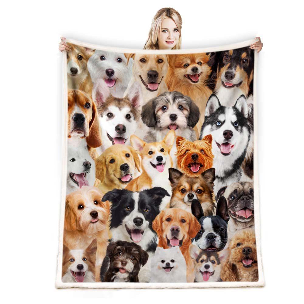 Cobertor de flanela com estampa de cachorrinho, cobertor para ar condicionado, cobertor para sofá
