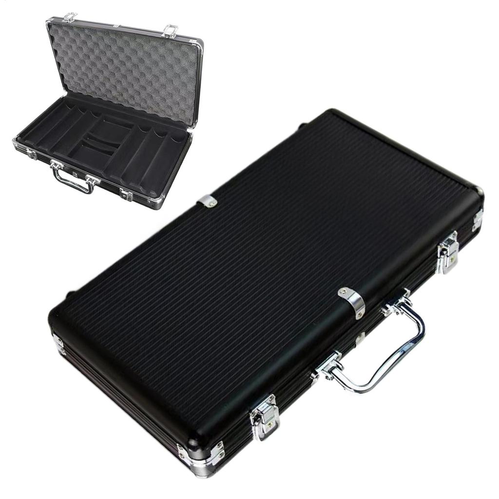 Poker Chip Case 300Pcs Capacity Matte Black Hard Aluminum Alloy Poker Chip Carrying Case for Family Lovers Friends Entertainment