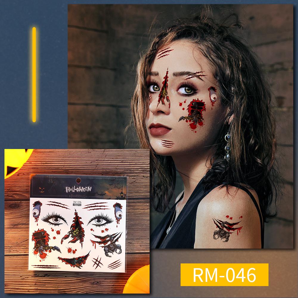 Realistic Halloween Scar Face Tattoo Stickers - Waterproof Makeup Terror Stickers