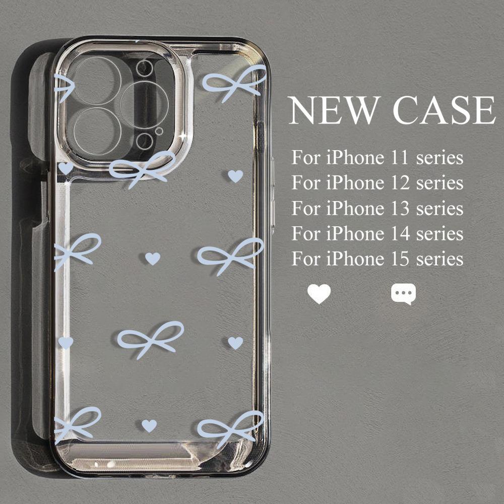 Applicable to iPhone17Pro blue little love bow space phone case Apple 16 transparent 15/14 generation
