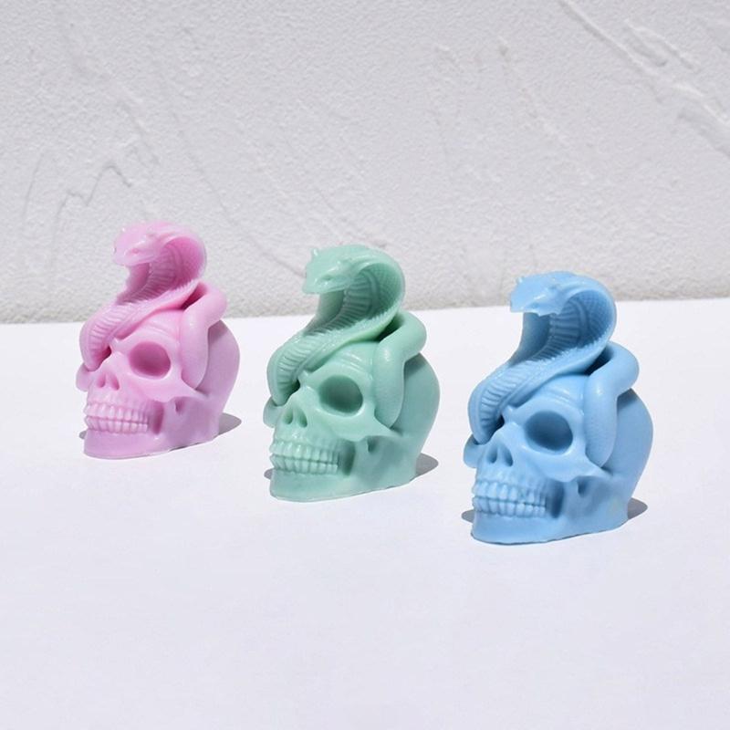 Skull Snake Silicone Candle Molds for Candle Soap Halloween Decoration Multipurpose Silicone Mould For Epoxy Resin