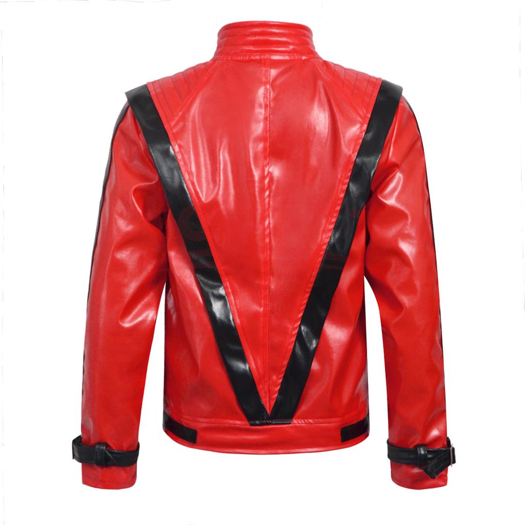 Classic Michael Joseph Jackson Leather Red Thrilling Jacket Halloween Birthday Gift Night Outwear