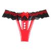 Transparent Lace Low-Waist Women's Thong with Pearl Massage Feature