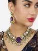 Purple Stone Green Meenakari Austrian Diamonds Necklace & Earring Set For Women